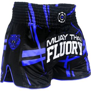 Fluory Kickboks Broekje Stripes Zwart Blauw - XS