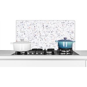 KitchenYeah - Spatscherm keuken - Muurbeschermer - Graniet print - Terrazzo - Wit - Patronen - Spatwand - 90x45 cm - Achterwand keuken