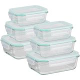 HI - Vershoudbakjes - Glas - Set van 6 - Luchtdicht - Met Deksel en Clips