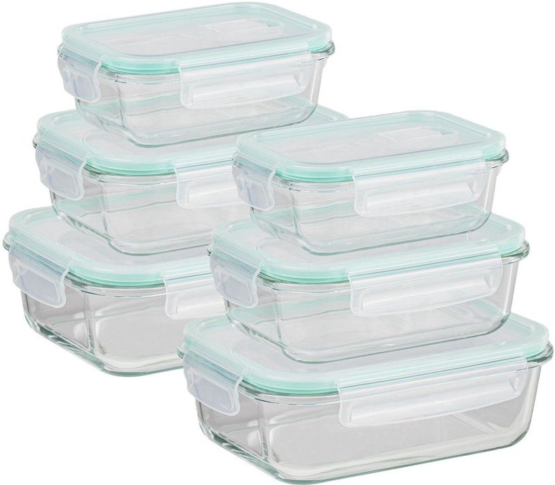 HI - Vershoudbakjes - Glas - Set van 6 - Luchtdicht - Met Deksel en Clips