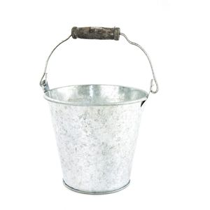 Emmers zink ø29,5cm (20 stuks) - 10 Liter - Metaal - Zilveren - Houten handvat - Bloembak - Plantenbak
