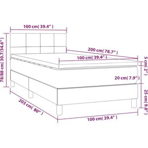 VidaXL Boxspring met Matras Stof Donkergrijs 100x200 cm