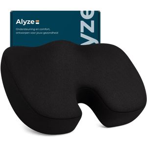 Zitkussen Orthopedisch - Verlichting onderrug, stuitje & heupen - Ergonomische Stuitkussen - Traagschuim Wigkussen - Voor Stoel & Bureaustoel - Stoelkussen - Alyze