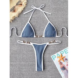 Vrouwen Driehoek Thong Bikini Set - Sexy String Brazillian Tweedelig Badpak
