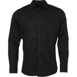 James and Nicholson Heren Longsleeve Oxford Shirt (Zwart)