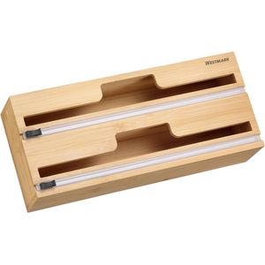 Westmark Folierolhouder Met Kartelrand – aluminiumfolie en huishoudfolie rolhouder met kartelrand, moeiteloos afscheuren van folie zonder scheuren, rollen tot 31cm – bamboe