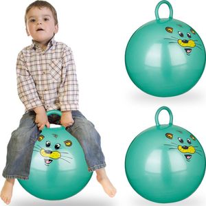 Relaxdays 3 x skippybal in set - voor kinderen - muis design - springbal – groen