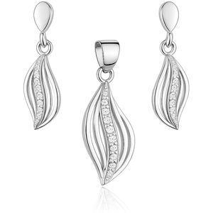 Gala Zilver Zirconia Set - Zilver Oorbellen met Hanger - Oorbellen met Hanger - Zilver 925 - Amona Jewelry