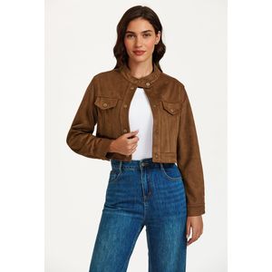 Faux Suede Jasje in Camel