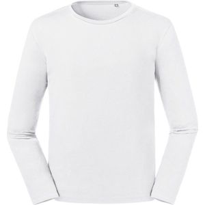 Russell Heren Puur organisch T-Shirt met lange mouwen (Wit)