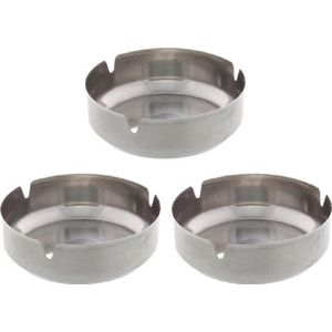 Asbak Set - 3 Stuks - Professionele Horeca Asbak - RVS - 10cm Diameter - Asbakken - Roken - Tafelasbak - Sigaretten - Sigaret - Rookwaren - Roker - 3 STUKS - Stalen Asbak