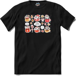 Kerst pinguin buddy's - T-Shirt - Heren - Zwart - Maat 4XL