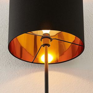Lindby - vloerlamp - 1licht - stof, metaal - H: 179 cm - E27 - zwart, goud