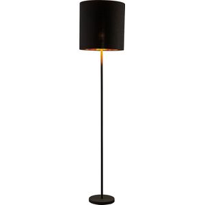 Lindby - vloerlamp - 1licht - stof, metaal - H: 179 cm - E27 - zwart, goud
