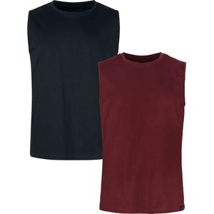 R.E.D. Rock-Engineered Design Zwarte/grijze basic T-shirts met knoopsluiting - Heren - M