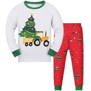 Kerstpyjama voor Jongens en Meisjes - Tweedelig Katoenen Set met Lange Mouwen voor Kinderen van 2-12 Jaar