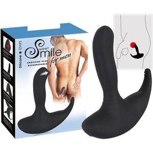 Sweet Smile – Siliconen Anaal Vibrator met Kloppend Top en Geribbelde Brug voor Dubbel Plezier - Zwart
