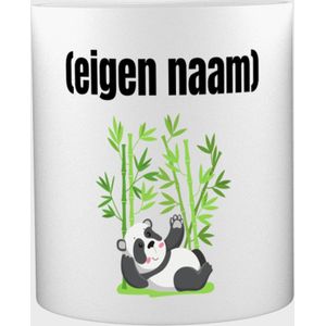 Akyol - liggende panda en bamboe met eigen naam Mok met opdruk - panda - panda liefhebbers - mok met eigen naam - iemand die houdt van panda's - verjaardag - cadeau - kado - 350 ML inhoud