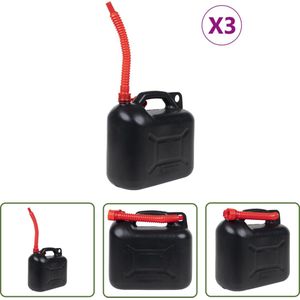 vidaXL Jerrycan - Brandstof Tank - Brandstoftanks 3 st met flexibele tuit zwart 10 l kunststof - Brandstoffen Bewaren - Benzinetank - Dieseltank