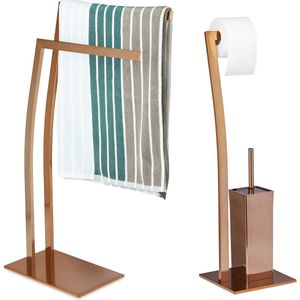 2-delige badkamerset WIMEDO - wc-garnituur - handdoekenrek rvs - vrijstaand