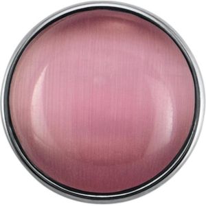 Quiges - Dames Click Button Drukknoop 18mm Glas Cat Eye Roze - EBCM138