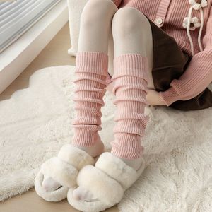 Effen gebreide beenwarmers voor dames, overknee sokken, geschikt voor de winter warme mode laarzen sokken knie beenwarmers laarzen,Roze