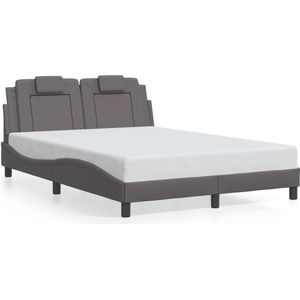 vidaXL - Bedframe - met - hoofdbord - kunstleer - grijs - 120x200 - cm