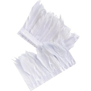 Eend Ganzenveren Franje Trim 145 ~ 195 mm Witte Dier Veren Kwastje Trimmen - Decoraties voor Vrouwen DIY Halloween Party Kostuum