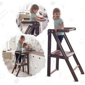Folding Kitchen Tower, Toddler adjustable step stool, Montessori Learning Stool for Toddlers