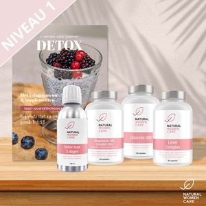 Detox Niveau 1 - Natural Women Care - lichte ontgifting - Meer energie, minder kilo’s, start gezonde leefstijl - Glossy met informatie, uitleg en compleet menu, aangevuld met de juiste supplementen