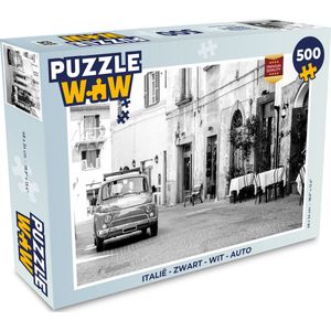 Puzzel Italië - Zwart - Wit - Auto - Legpuzzel - Puzzel 500 stukjes