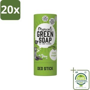 20 x Marcel's Green Soap - Deodorant Stick - Tonka & Muguet - Langdurige frisheid - 40 gr - Grootverpakking - Natuurlijke Deodorant - Deodorant Stick - Aluminiumvrij Deodorant - Biologische Deodorant - Deodorant Muguet