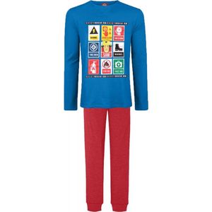 Brandweerman Sam - Pyjama - Maat 128 - Fireman Sam - Kinderpyjama - Rood met blauw