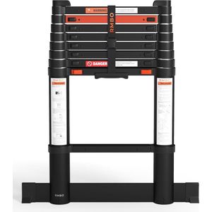 RMBO Telescopische Ladder - Telescoopladder - 2.60m lang, Compact en Draagbaar met Soft Closing Systeem, Geschikt voor Particulier en Professioneel Gebruik, Telescopische Vouwladder, Max. Belasting 150 kg, EN 131.6