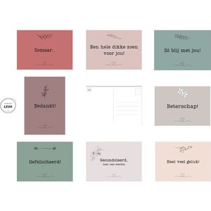 Gewoon-Leuk - set van 8 wenskaarten - a6 formaat - enkele kaarten met tekst
