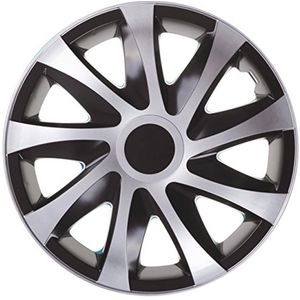 Wieldoppen set van 4 in zwart en zilver voor 13 inch velgen