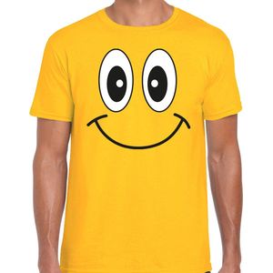 Bellatio Decorations Verkleed T-shirt voor heren - smiley - geel - carnaval - feestkleding XXL