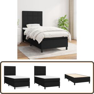 vidaXL Boxspring - Inclusief Matras - Zwart - 80x200 cm Boxspringbed - Boxspring - Slaapkamerinrichting - Tweepersoonsbed - Zitzak