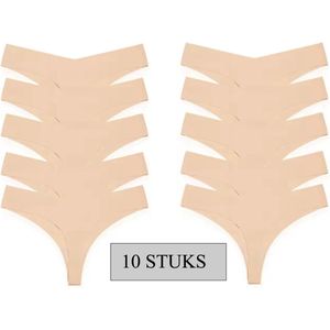 Emilie collection - string - beige - multipack 10 stuks - naadloos - S