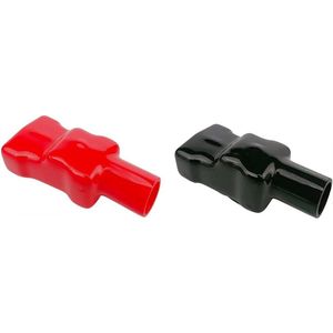 Orivio - Auto-accuklemafdekkingen Rood Zwart Flexibel Zacht Plastic Accubescherming Positief en Negatief 2-Delig + Beveiliging auto batterij pole boots