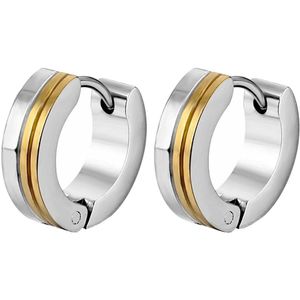 Fako Bijoux® - Oorbellen - Oorringen - Stainless Steel - 13mm - Zilver/Goud