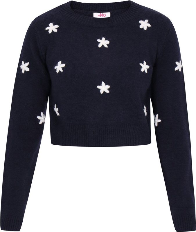 MYMO - Trui - Navy/Wit - Slanke Pasvorm - Lange Mouw