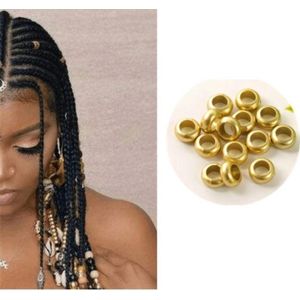 Haar kralen - hair beads - beads for braids - dreadlocks - beads - goudkleurig ringen 50 stuks
