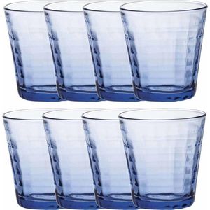 24x Drinkglazen/waterglazen Prisme blauw 220 ml - Koffie/thee glazen Prisme 220 ml