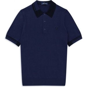Fred Perry - Abstract Tipped Knitted Shirt - Gebreid Shirt - M - Blauw