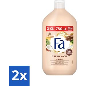 Fa - Cream & Oil Cacao - Bad- & Douchegel - Cacaoboter Met Kokosolie - 750 ml - Voordeelverpakking - 2 stuks