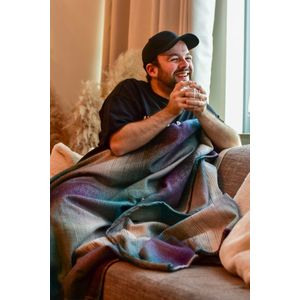 Yaro Blanket Multicolor White Grey Petrol Rainbow Wool