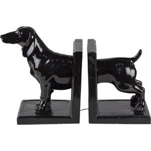 Boekensteunen Set van 2 Hond 25*9*15 cm Zwart Kunststof Boekenhouders Boekensteun