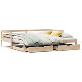 vidaXL - Slaapbank - met - onderschuifbed - en - lades - zonder - matras - 90x190 - cm