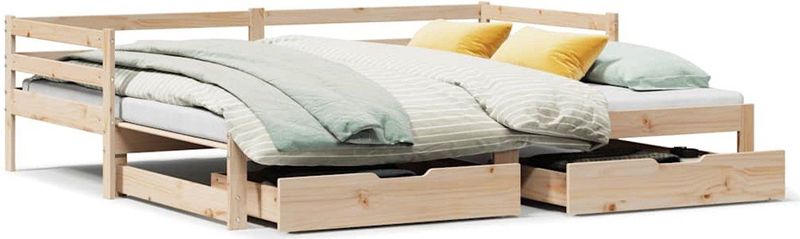 vidaXL - Slaapbank - met - onderschuifbed - en - lades - zonder - matras - 90x190 - cm